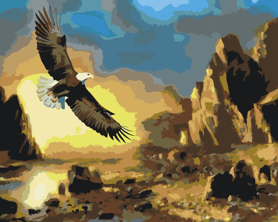 Paint by number - Ørnen kredser over bjergene