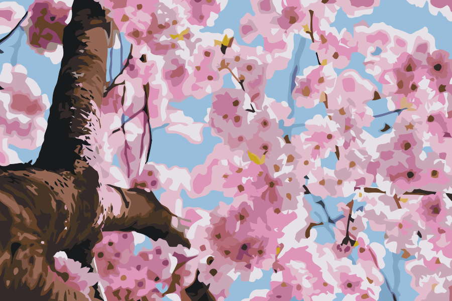 Paint by number - Blomstrende Træ