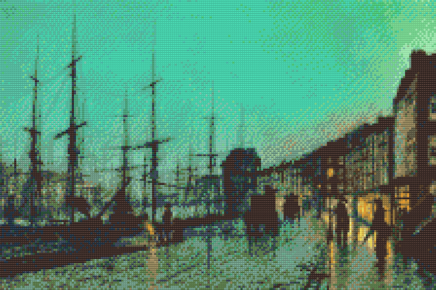Diamond Paint - John Atkinson Grimshaw - Skibsfart på Clyde