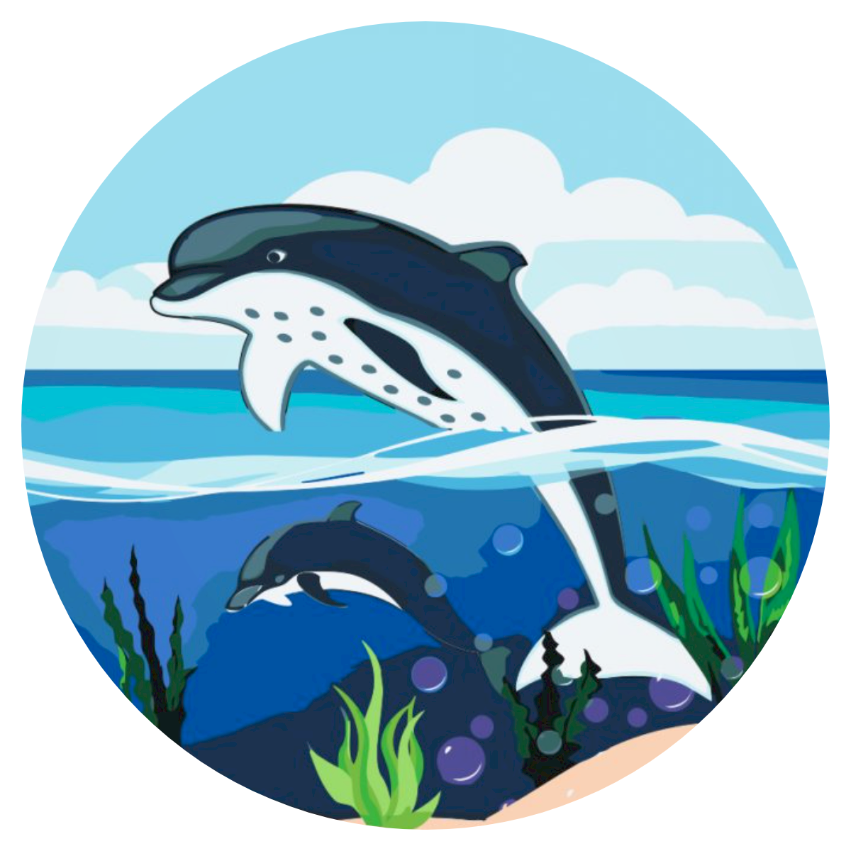 Paint by number - Delfiner i havet