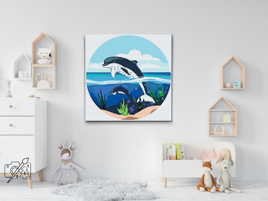 Paint by number - Delfiner i havet