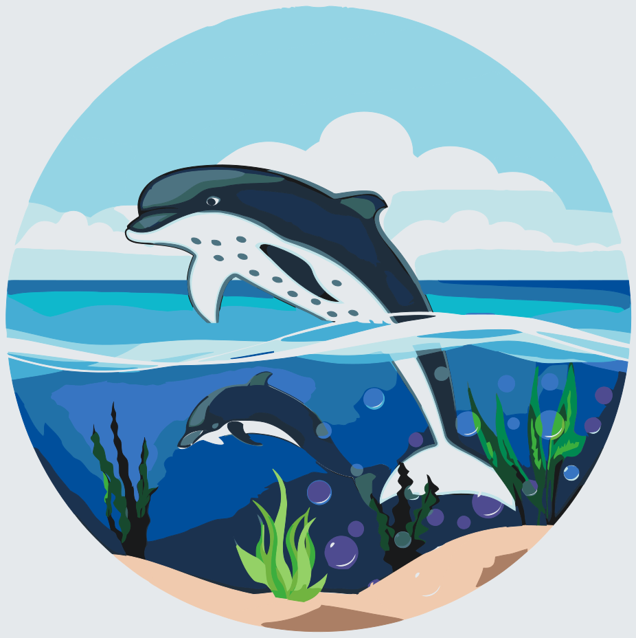 Paint by number - Delfiner i havet
