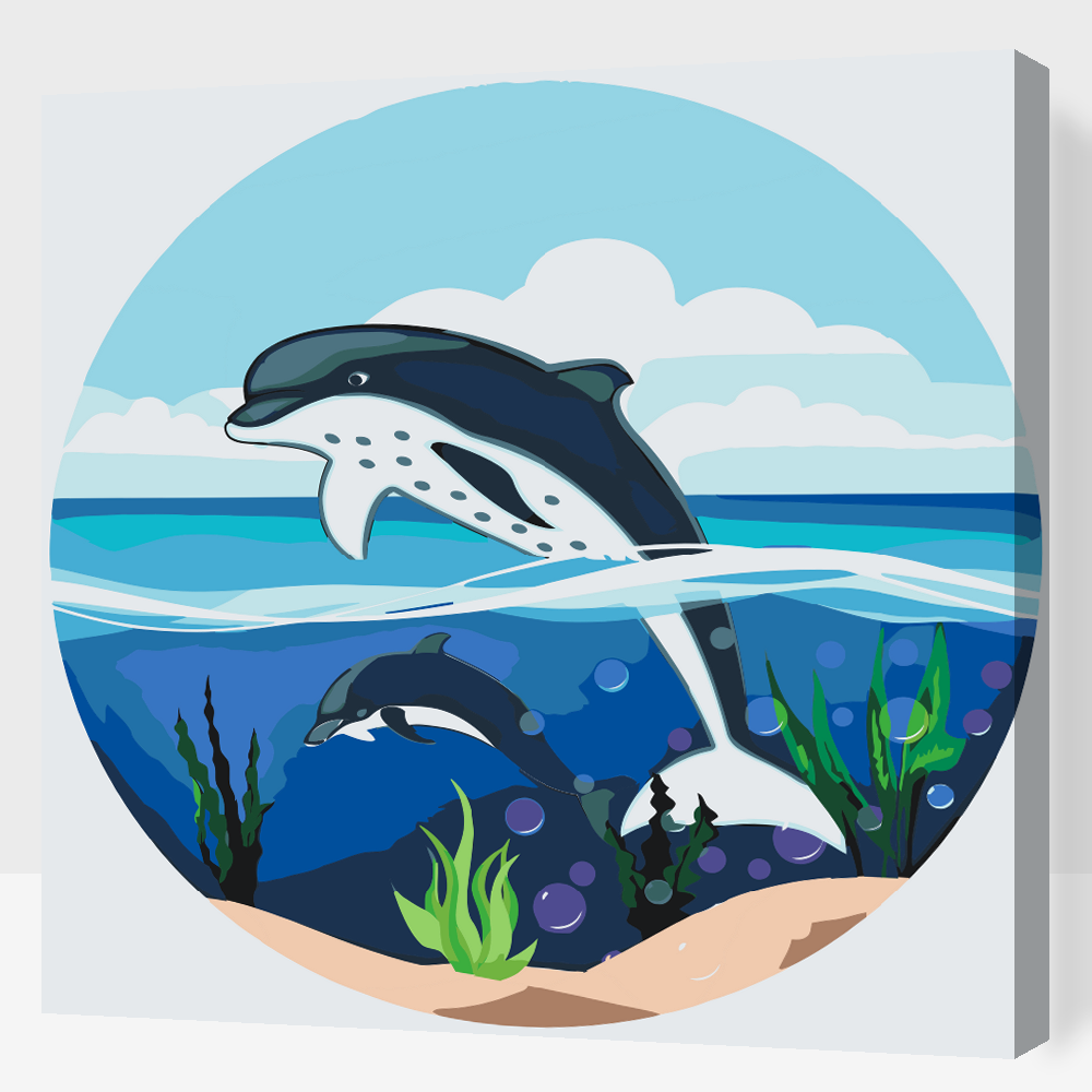 Paint by number - Delfiner i havet