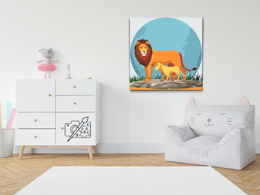 Paint by number - Løve med unge