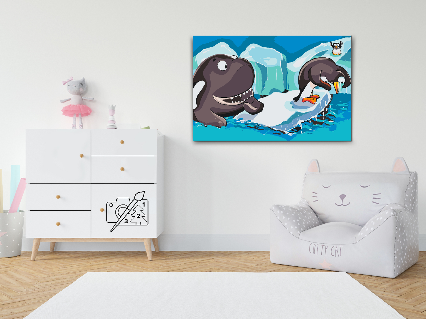 Paint by number - Pingviner og hval
