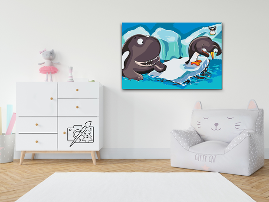 Paint by number - Pingviner og hval