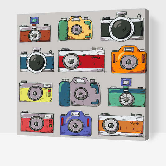 Paint by number - Farverige kameraer