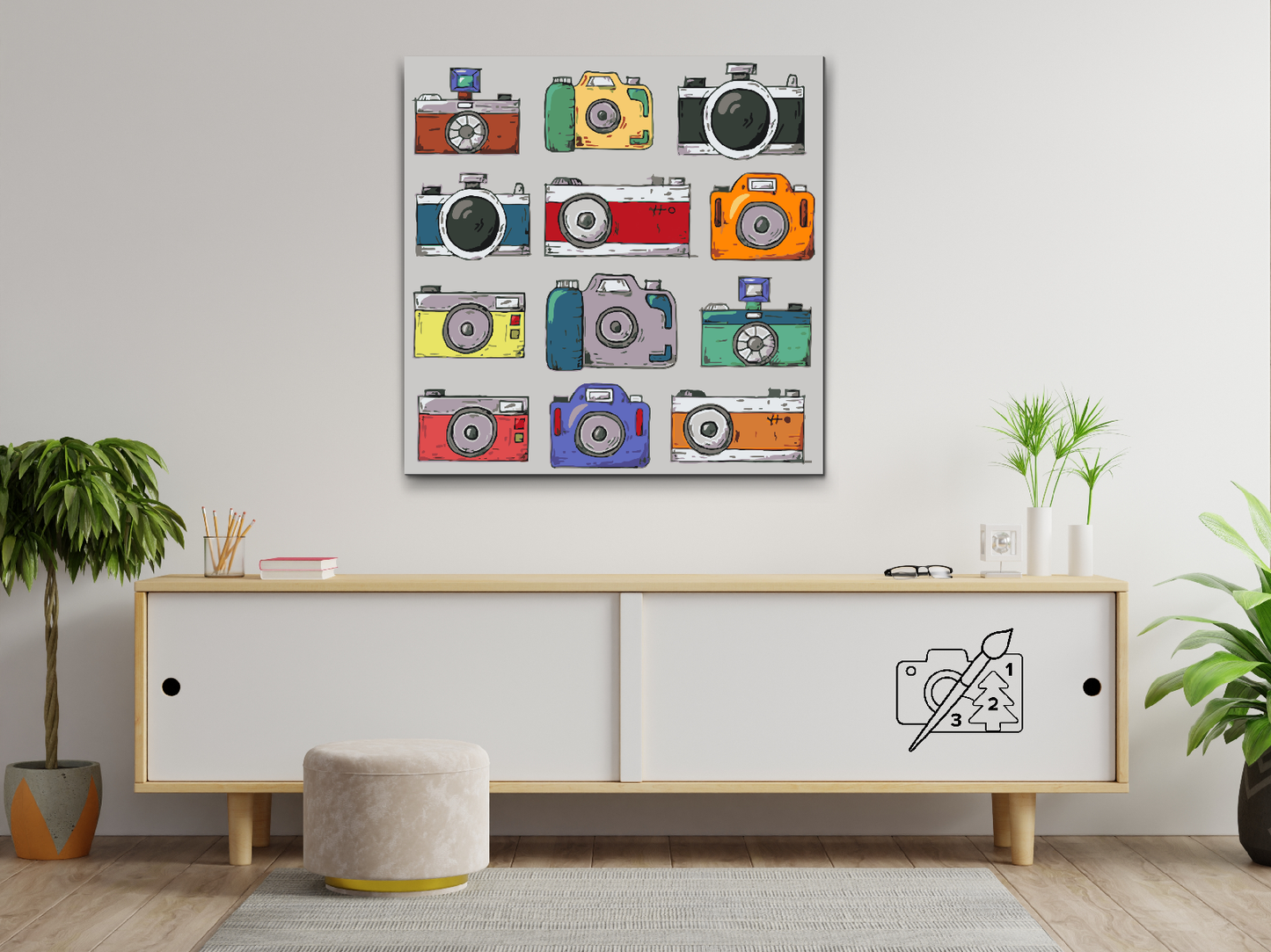 Paint by number - Farverige kameraer