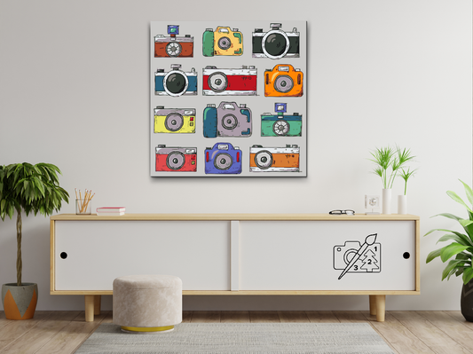 Paint by number - Farverige kameraer