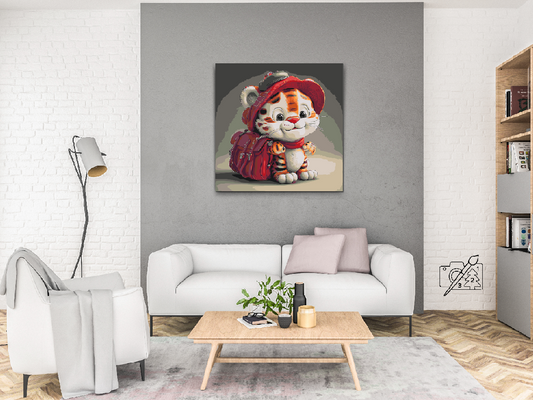 Paint by number - Sød tiger med rygsæk