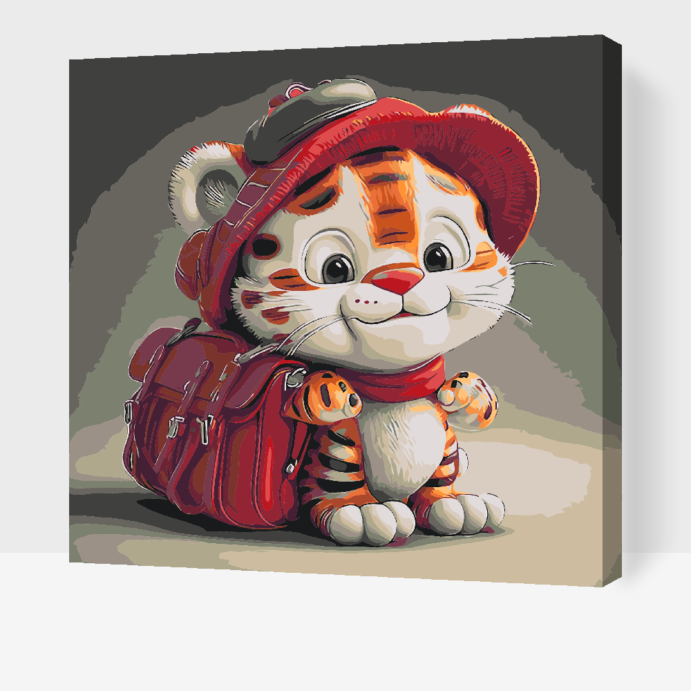 Paint by number - Sød tiger med rygsæk