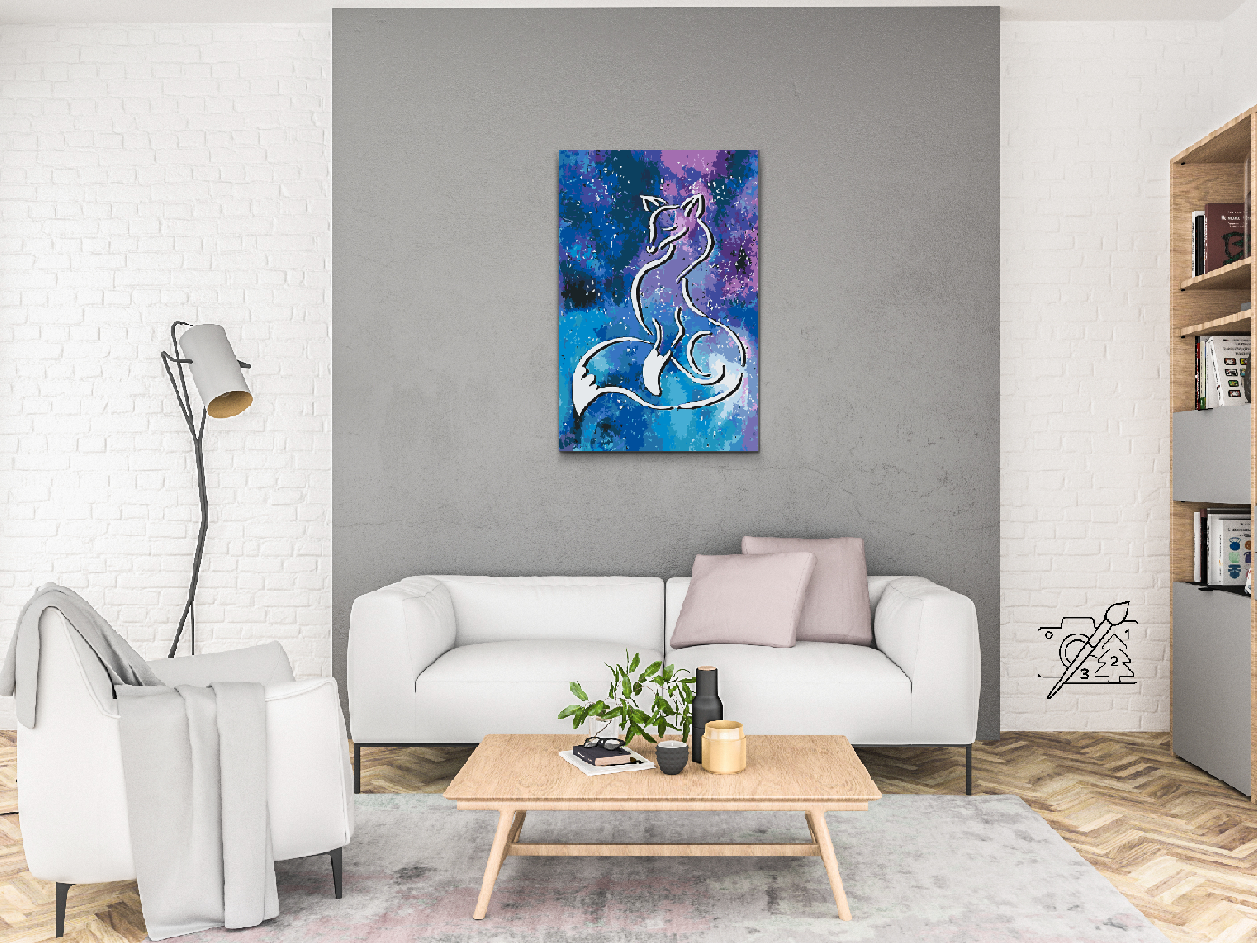 Paint by number - Ræv med en kosmisk baggrund