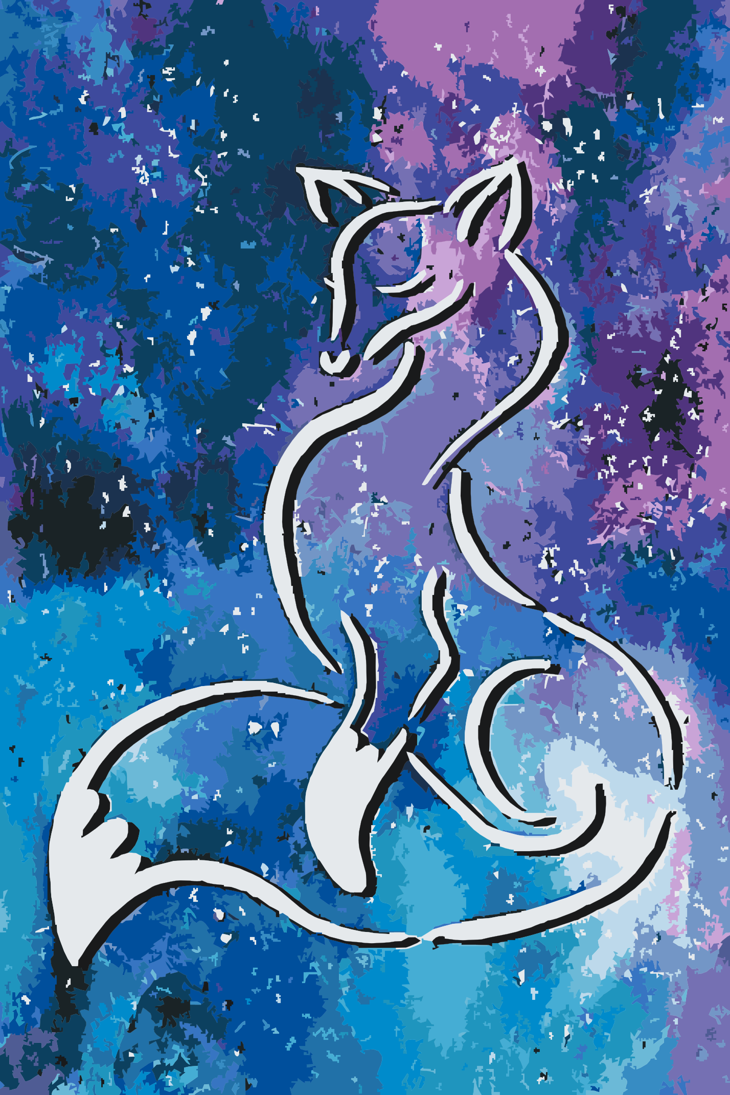 Paint by number - Ræv med en kosmisk baggrund