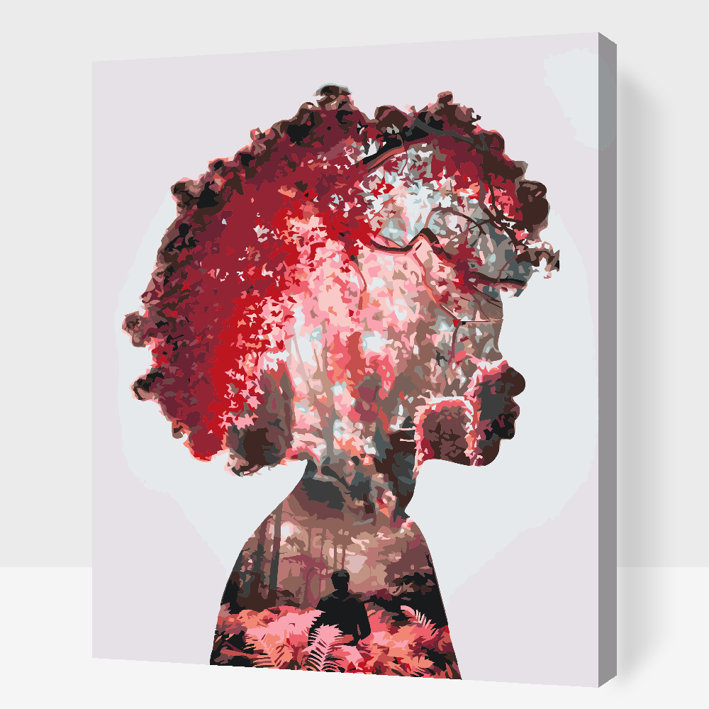 Paint by number - Pige, Skov, Mand, Bregner