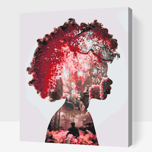 Paint by number - Pige, Skov, Mand, Bregner