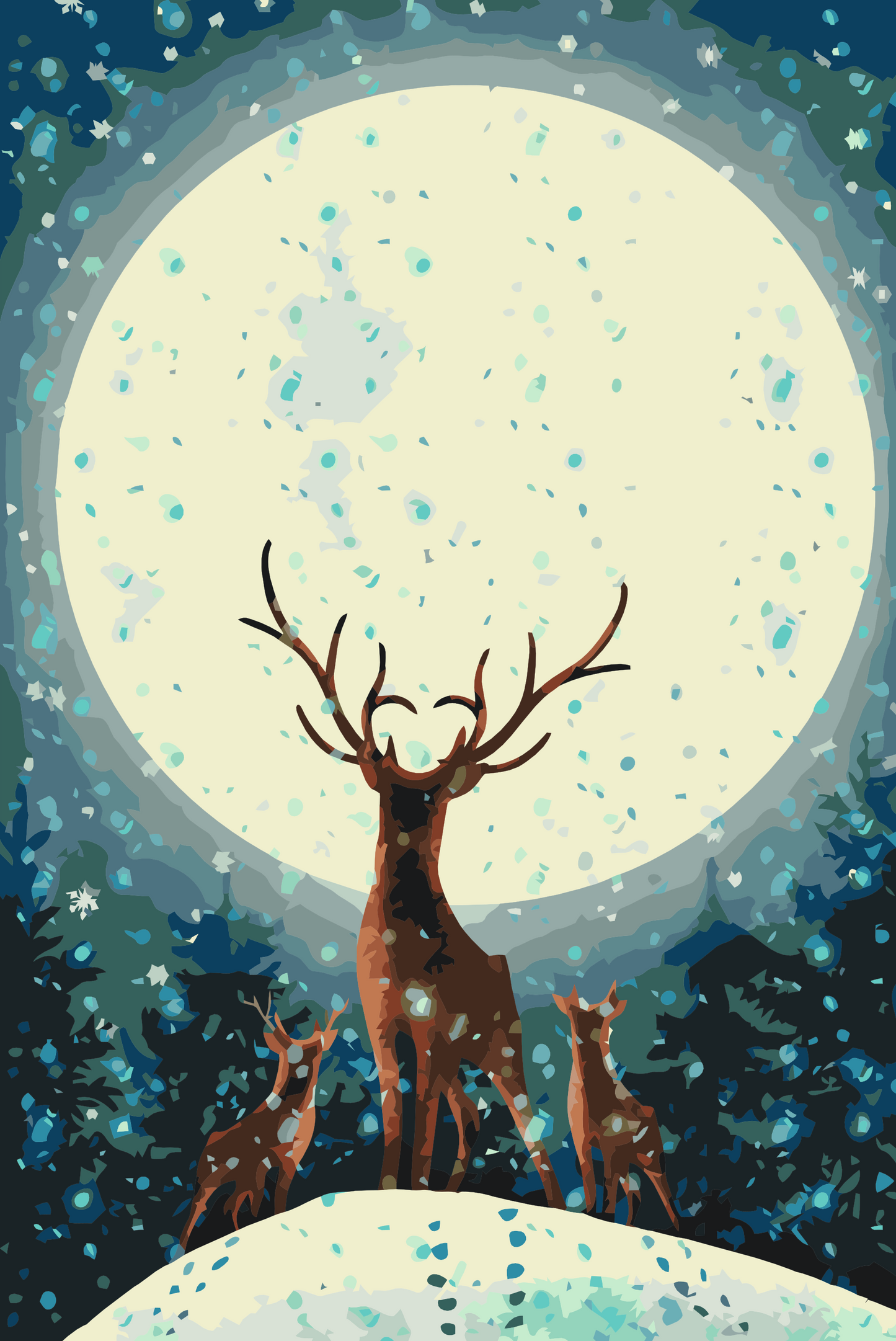 Paint by number - Hjorte under fuldmåne