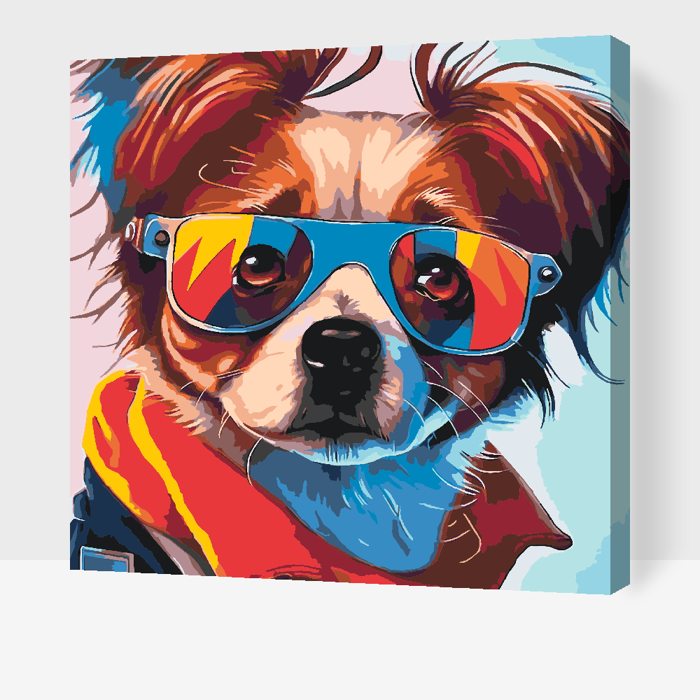 Paint by number - Hund med stilfulde briller 1