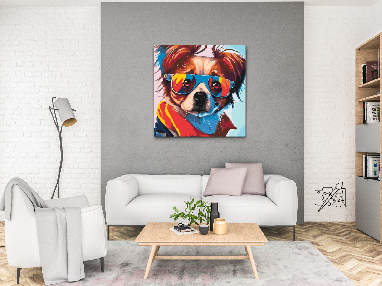 Paint by number - Hund med stilfulde briller 1