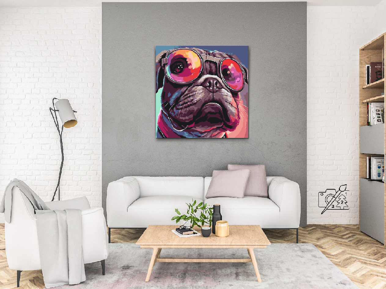 Paint by number - Hund med stilfulde briller 2