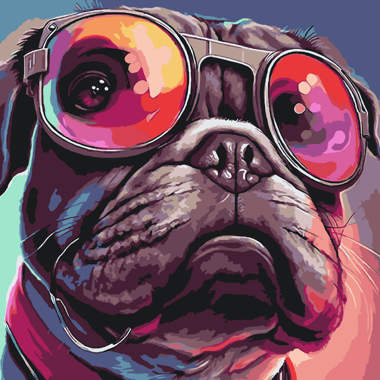 Paint by number - Hund med stilfulde briller 2