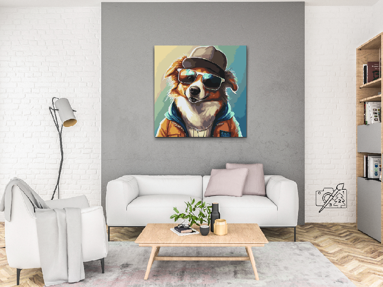Paint by number - Hund med stilfulde briller 3