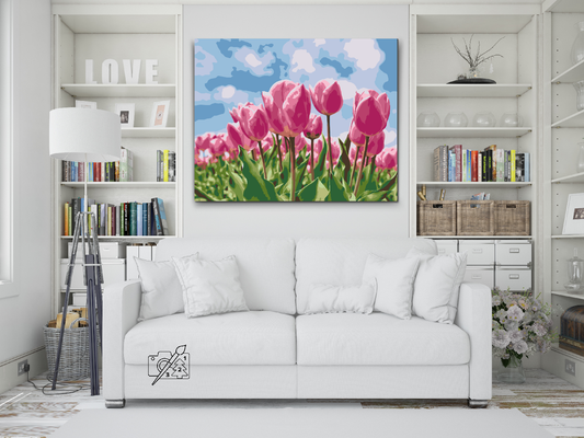 Diamond Paint - Lyserøde tulipaner