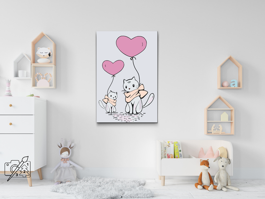 Paint by number - Katte med balloner