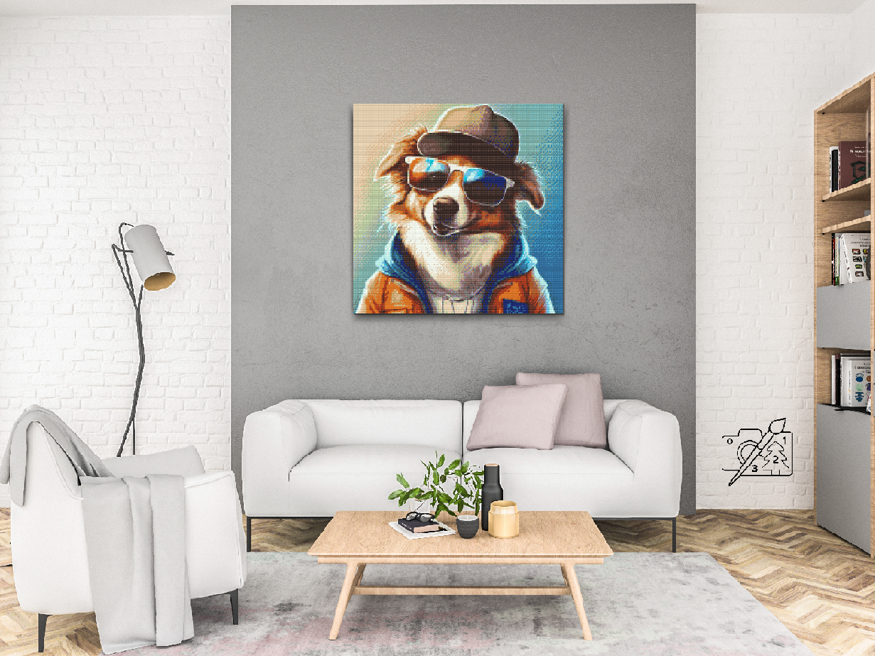 Diamond Paint - Hund med stilfulde briller 3