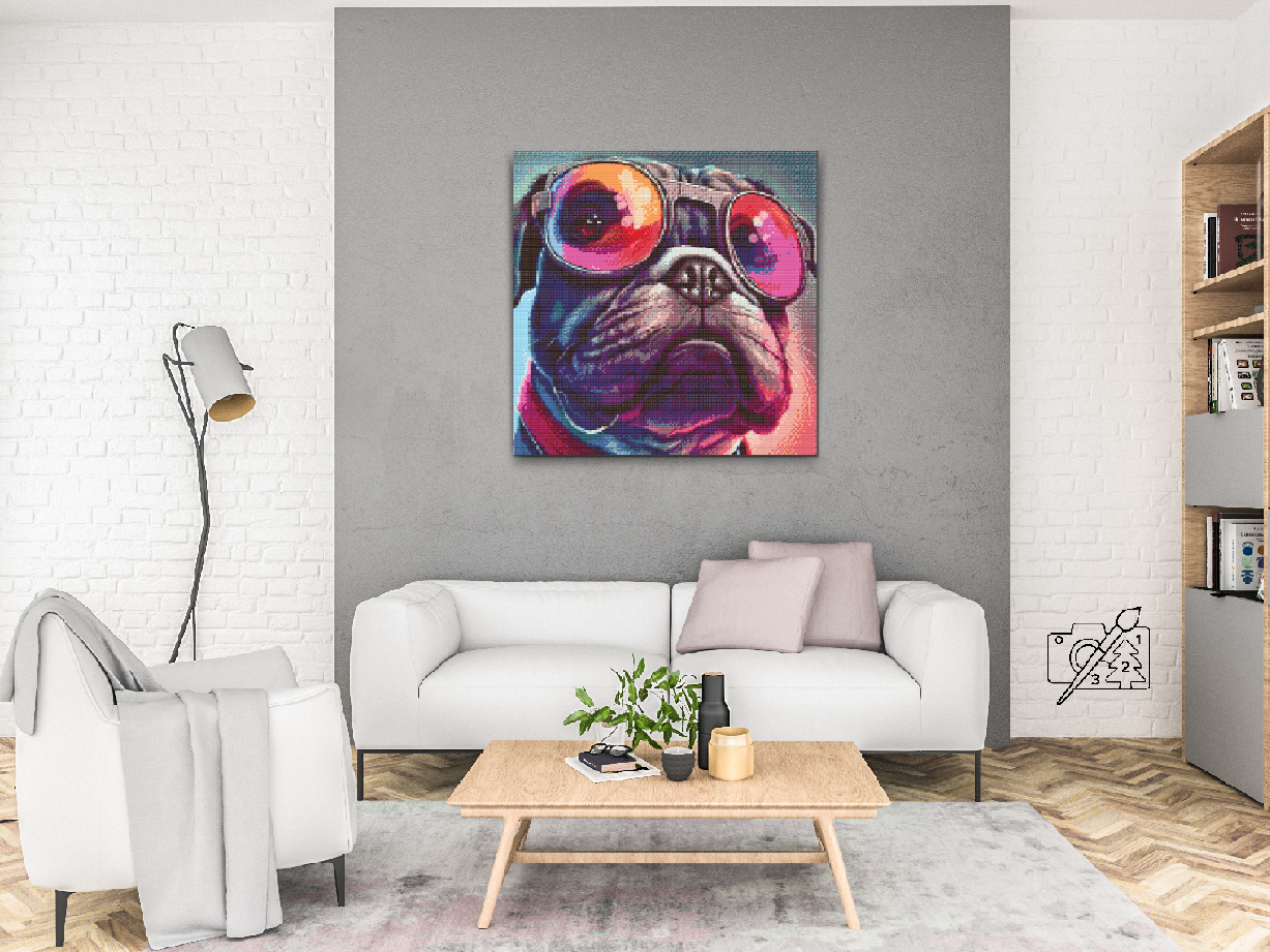 Diamond Paint - Hund med stilfulde briller 2