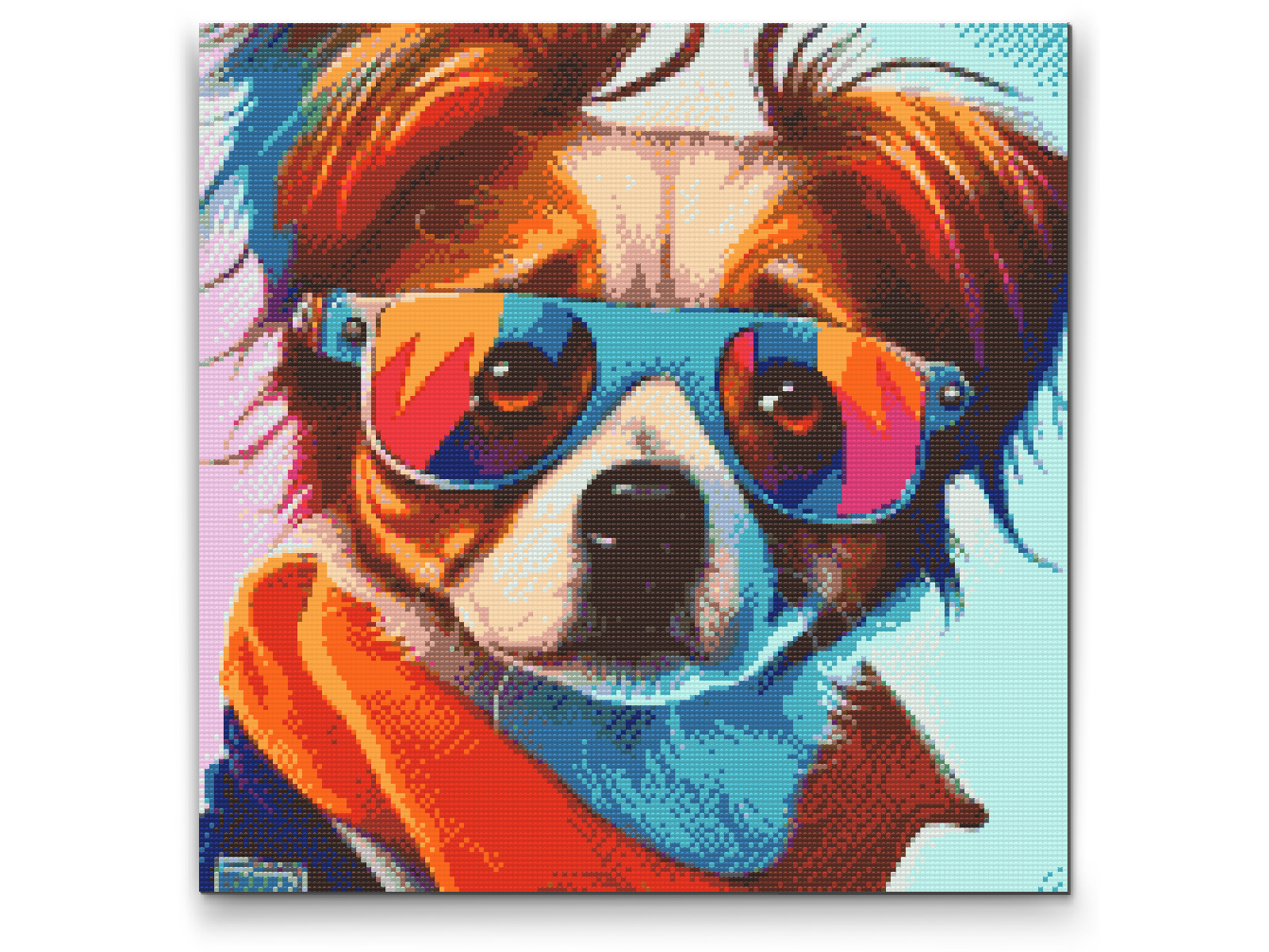 Diamond Paint - Hund med stilfulde briller 1