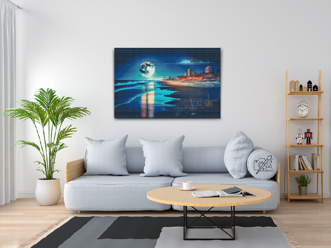 Diamond Paint - Fuldmåne på stranden