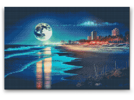 Diamond Paint - Fuldmåne på stranden