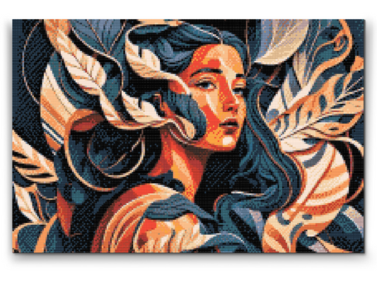 Diamond Paint - Kvinde blandt blade