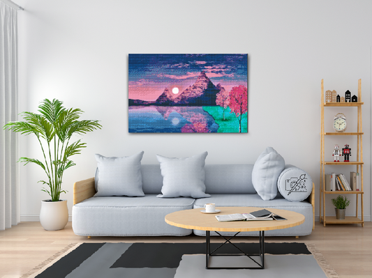 Diamond Paint - Solnedgang ved søen