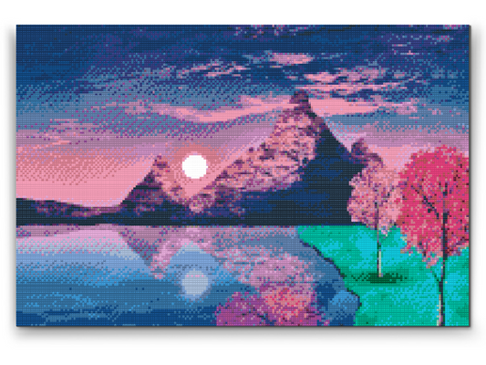 Diamond Paint - Solnedgang ved søen