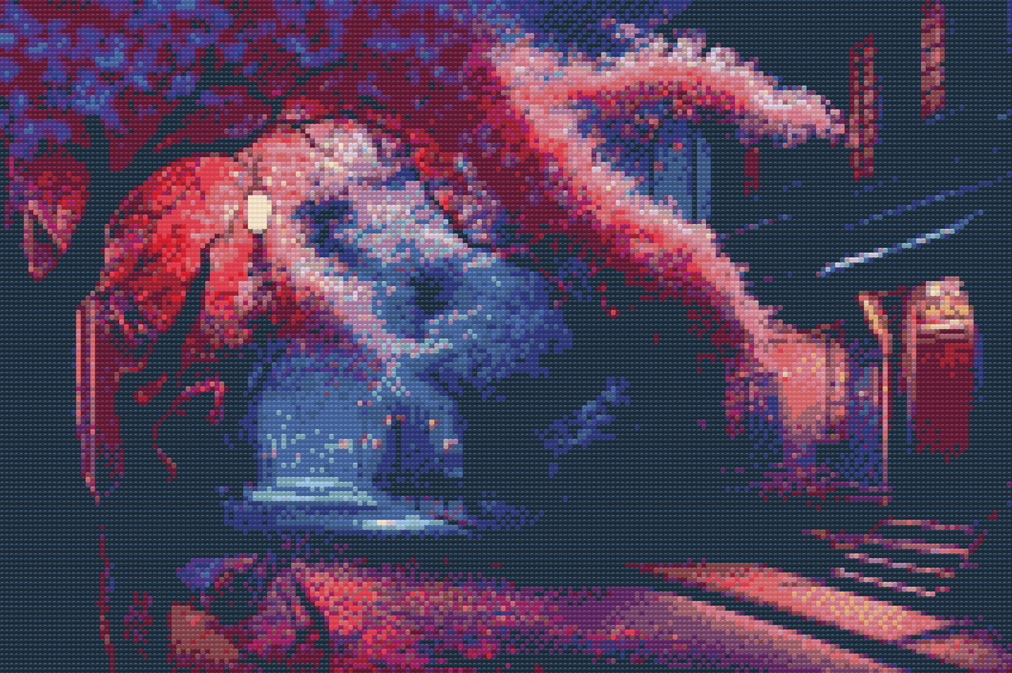 Diamond Paint - Kirsebærtræskantet gade om aftenen