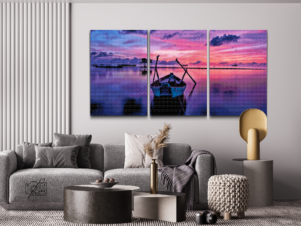 Diamond Paint - Boat at the Sunset (sæt af 3)