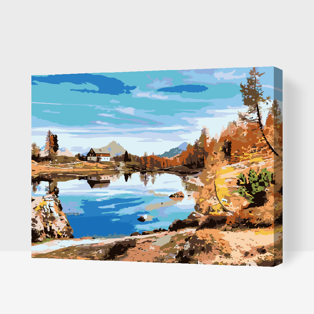 Paint by number - Hytte ved søen