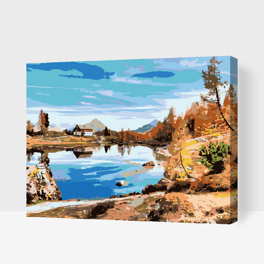 Paint by number - Hytte ved søen