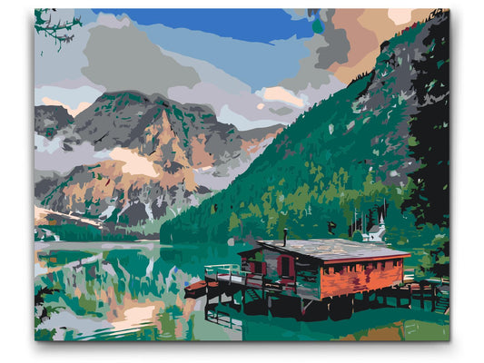 Paint by number - Bjerghytte