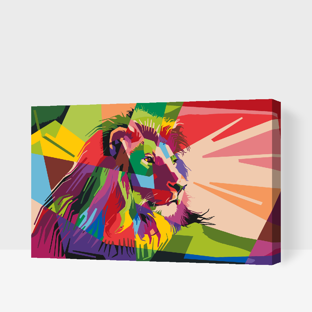 Paint by number - Farverig Løve 2