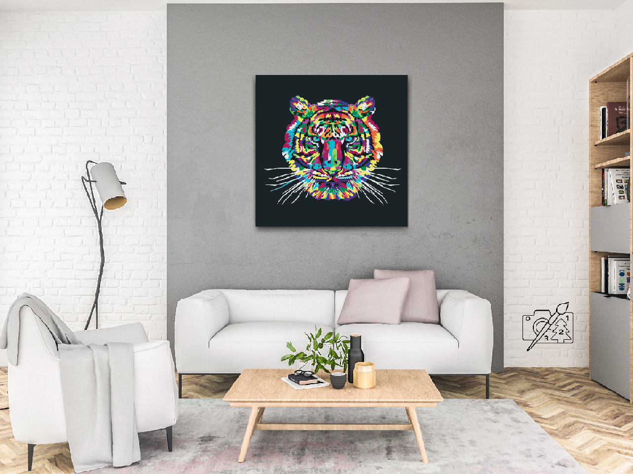 Paint by number - Farverig Tiger