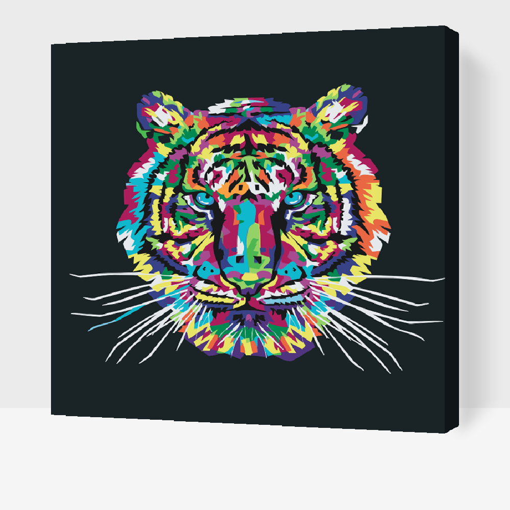 Paint by number - Farverig Tiger