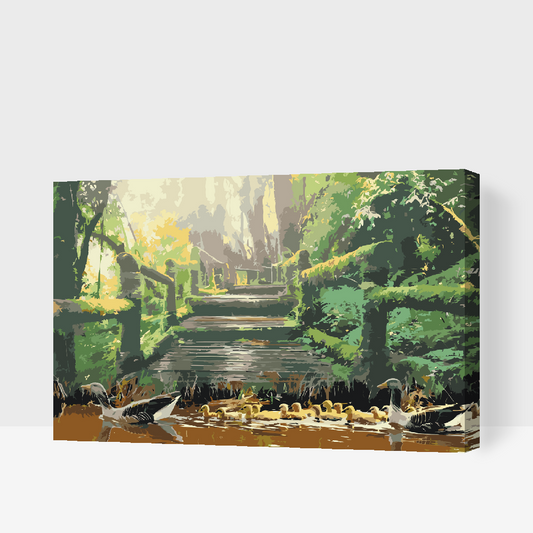 Paint by number - Andefamilien i parken