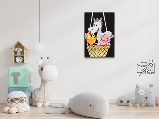 Paint by number - Hest, Gris og Høne