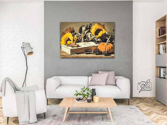 Paint by number - Græskar og solsikker