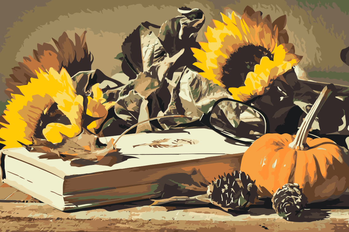 Paint by number - Græskar og solsikker