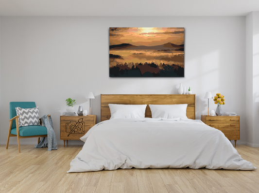 Paint by number - Solopgang over bjergene