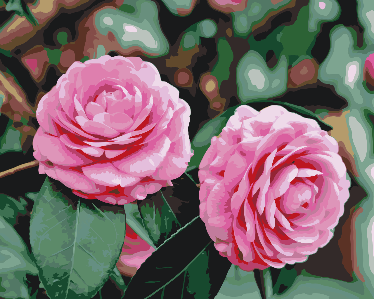 Paint by number - Lyserøde kameliaer