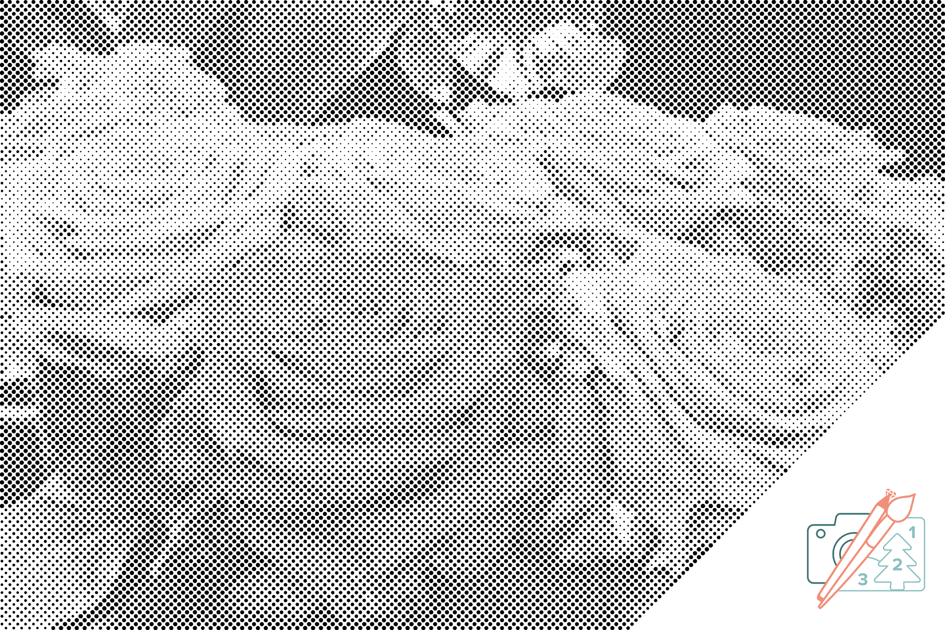 Dotting - Rød blomst i buket